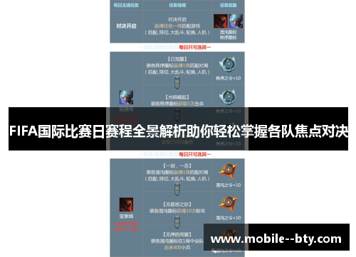 FIFA国际比赛日赛程全景解析助你轻松掌握各队焦点对决